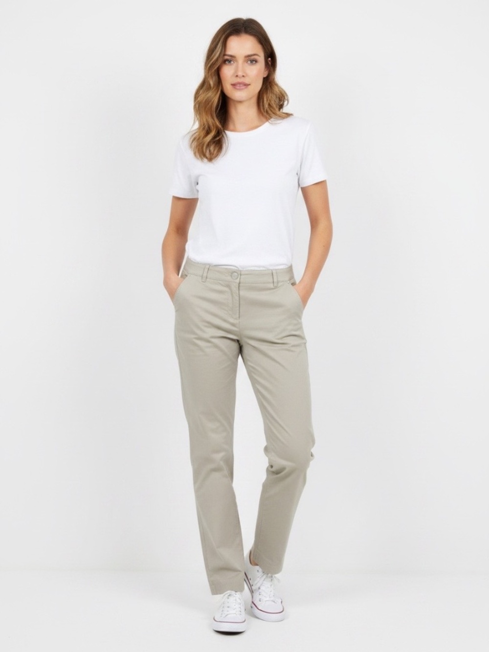 MaxMara Beige Straight Leg Trousers Made in Italy Size 10
